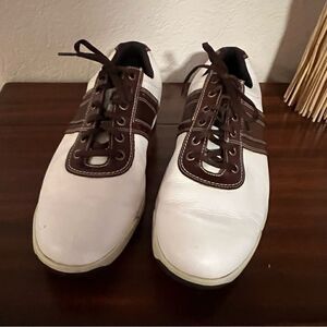 FootJoy Contour Casual Golf Shoe. White and Brown. Size 11.5. Good Condition!
